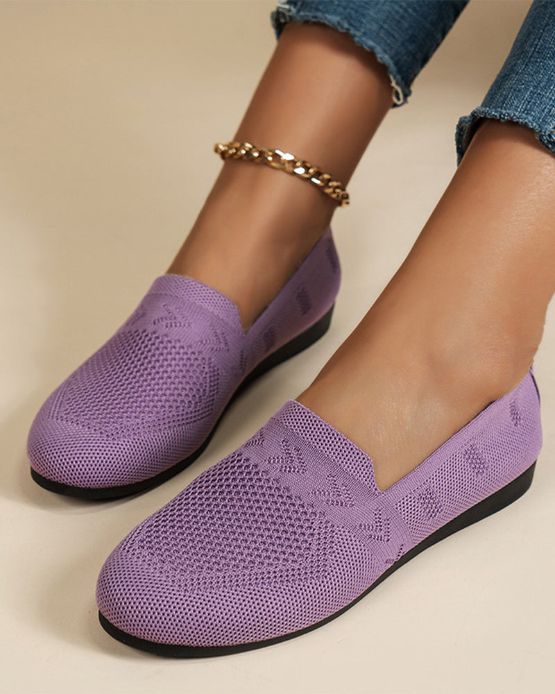 Solid color round toe flat shoes