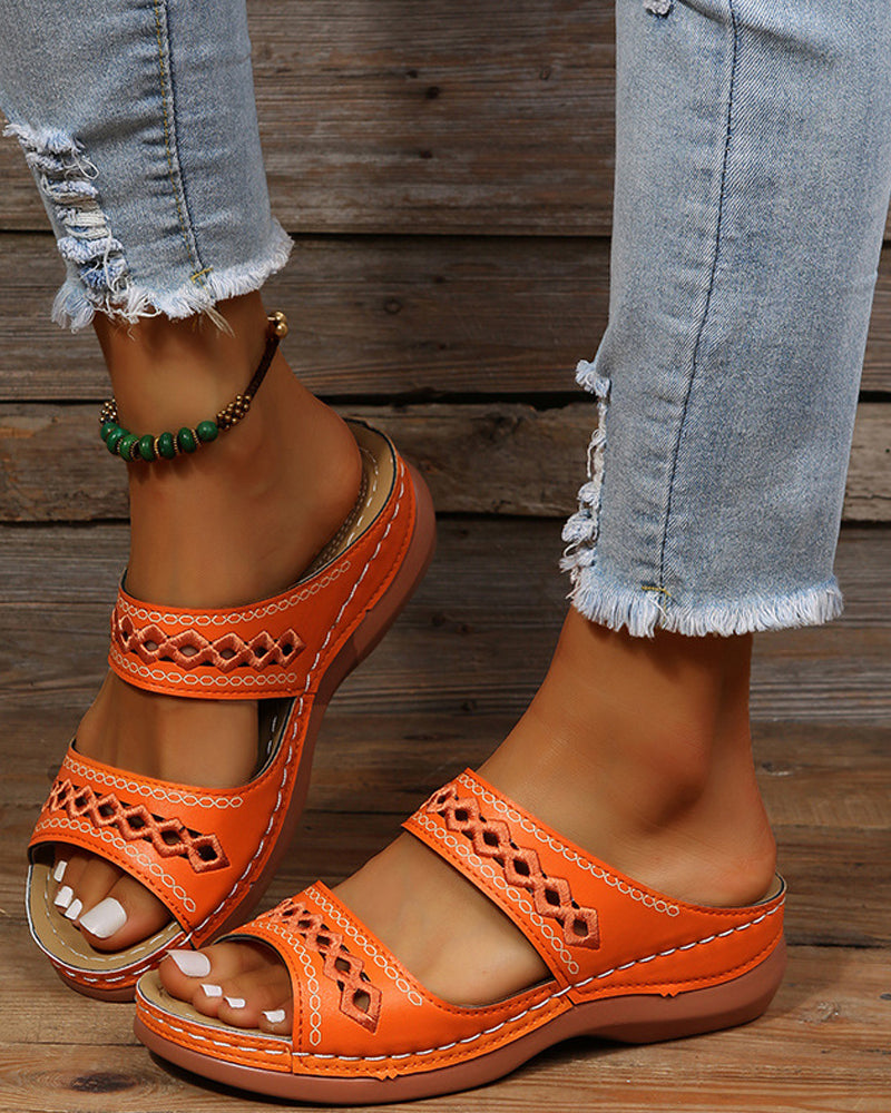 Solid color platform sandals