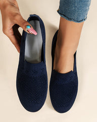 Solid color round toe flat shoes