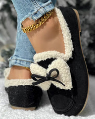 Bow-knot velvet warm flats