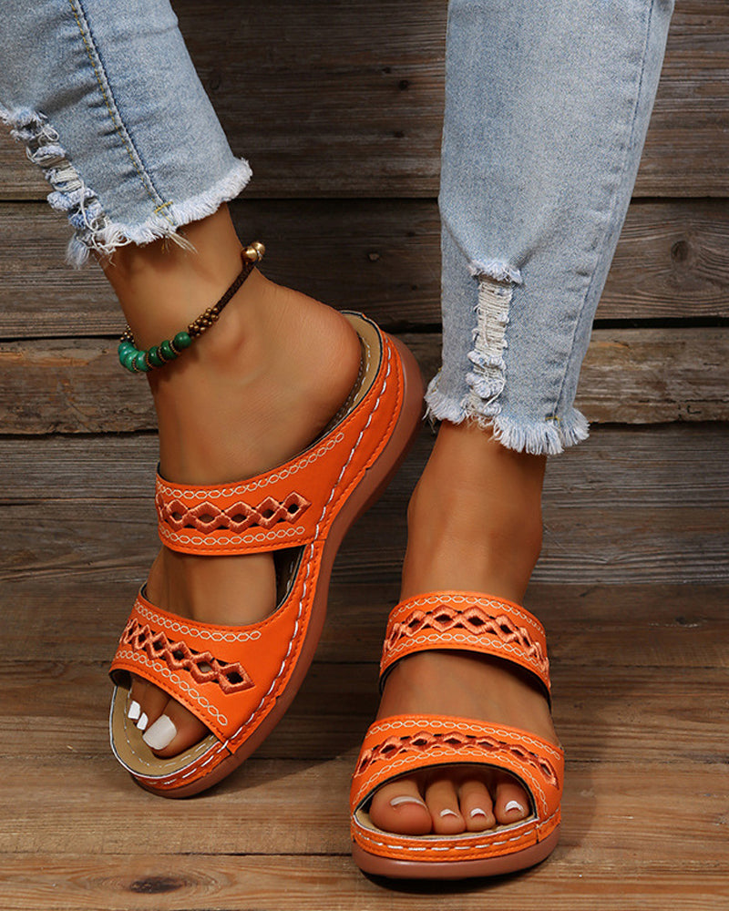 Solid color platform sandals