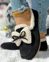 Bow-knot velvet warm flats