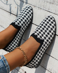 Houndstooth soft sole cloth shoes