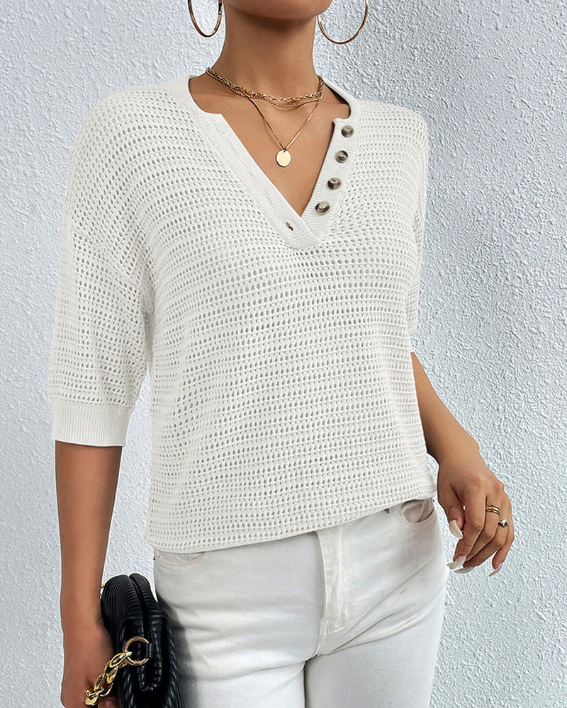 Casual v-neck cut out top