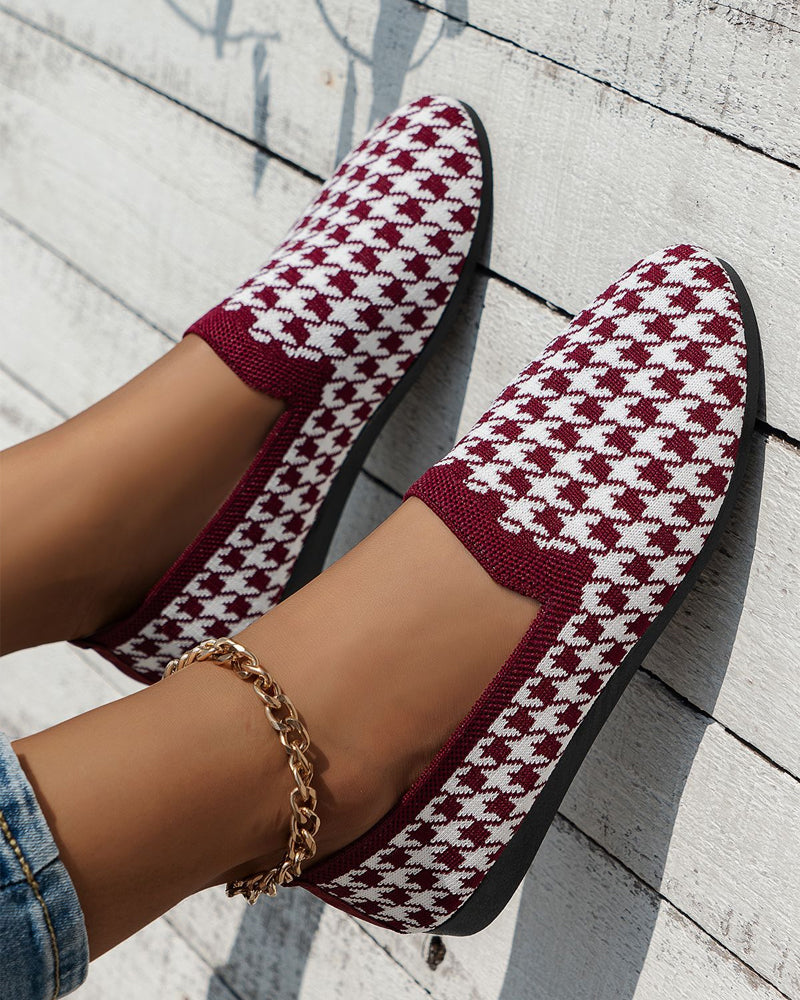 Houndstooth soft sole cloth shoes