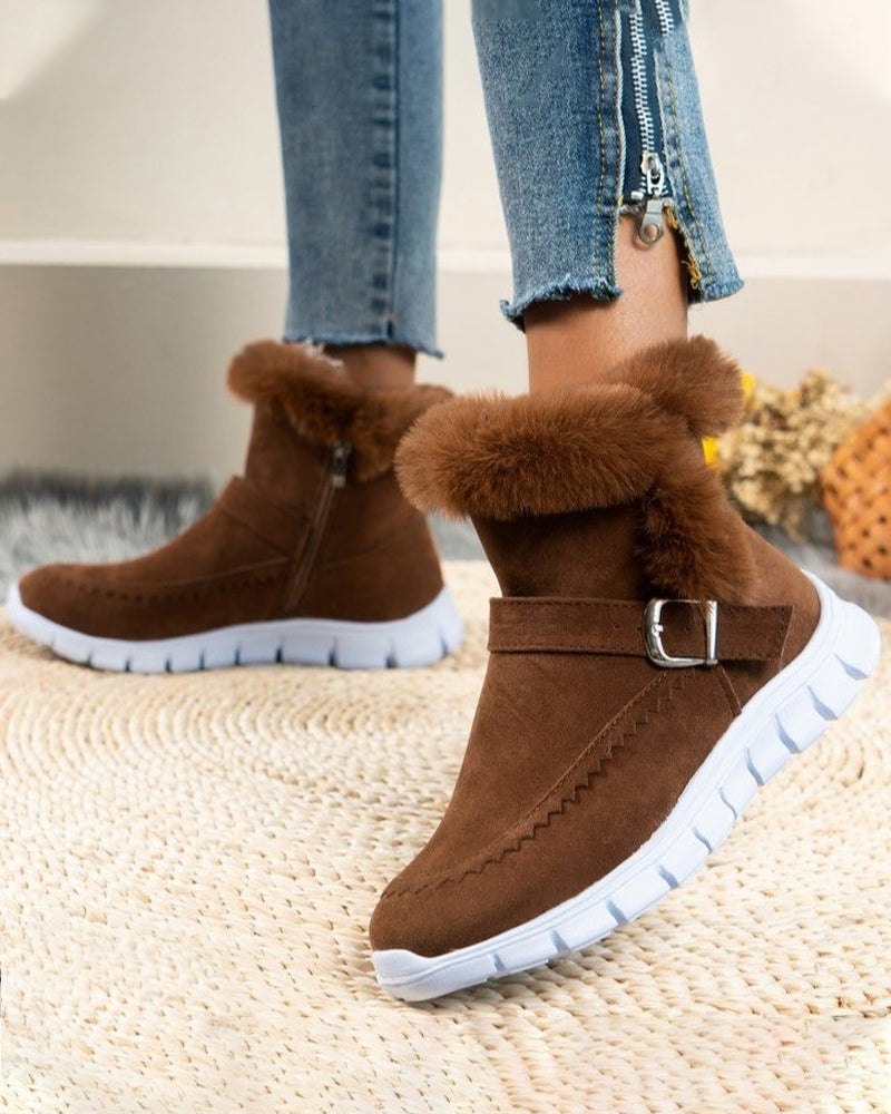 Solid color warm snow boots