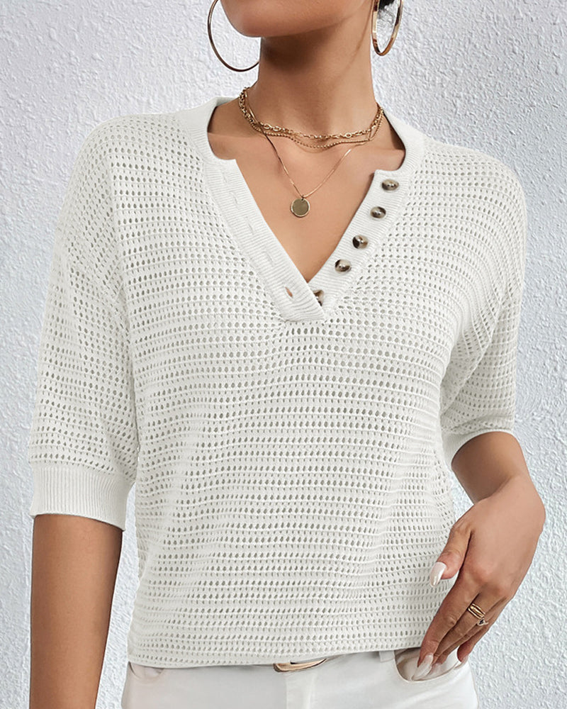 Casual v-neck cut out top