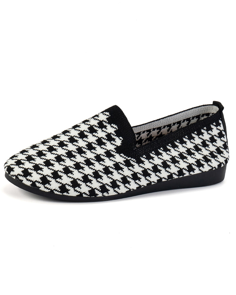 Houndstooth soft sole cloth shoes